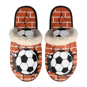 Soccer Print on Demand Artwork Women's Fur Lined House Slippers