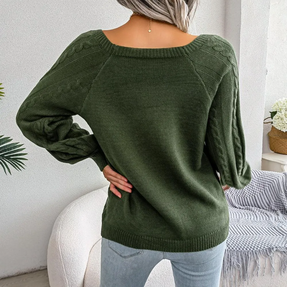 Stay Comfy and Casual with Our Square Collar Knitted Pullover