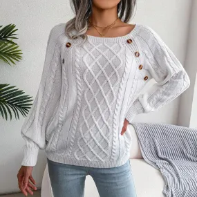 Stay Comfy and Casual with Our Square Collar Knitted Pullover