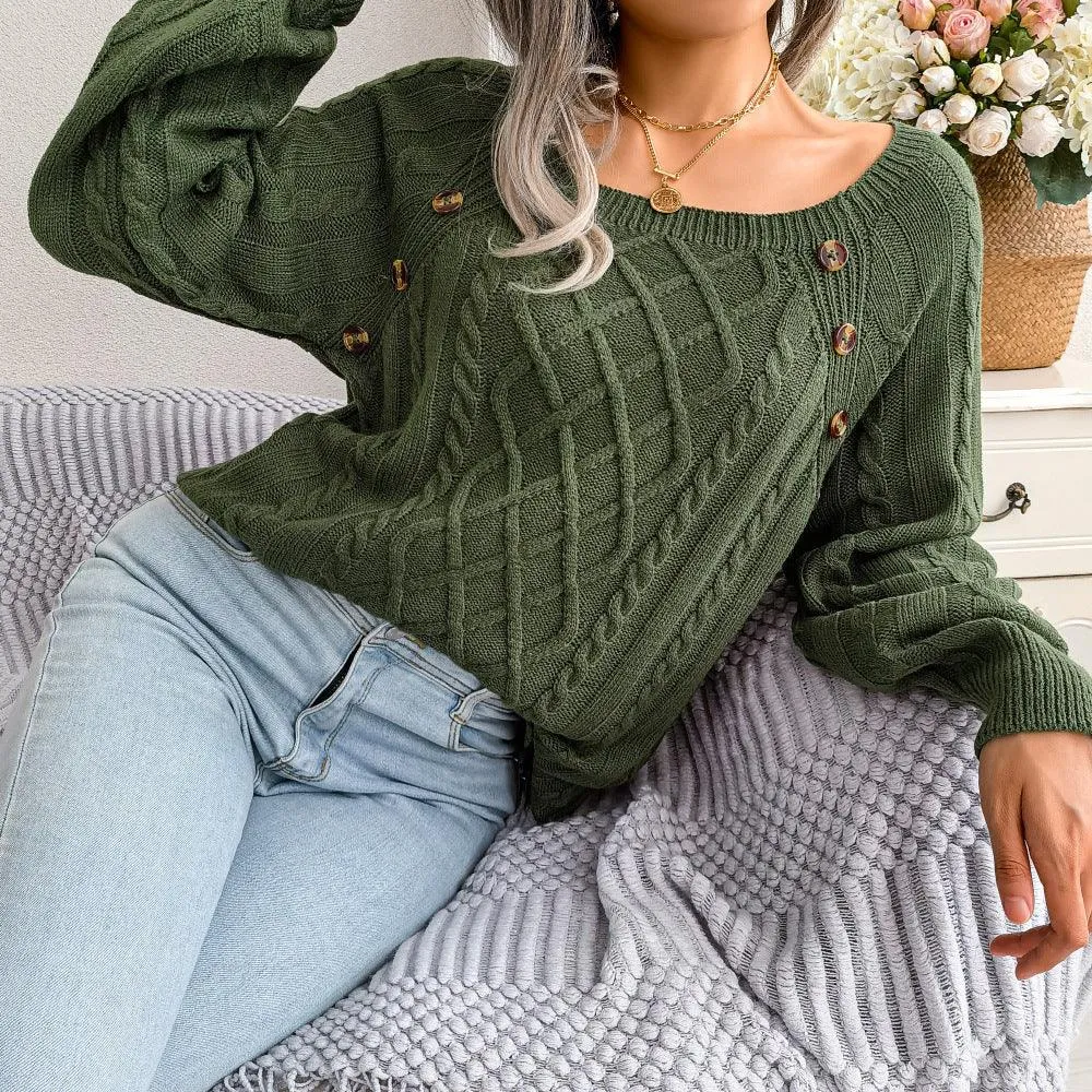 Stay Comfy and Casual with Our Square Collar Knitted Pullover