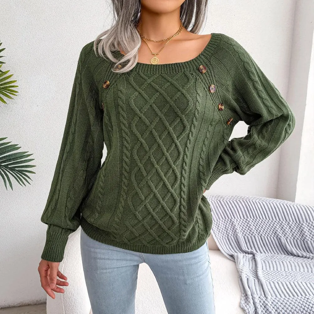 Stay Comfy and Casual with Our Square Collar Knitted Pullover