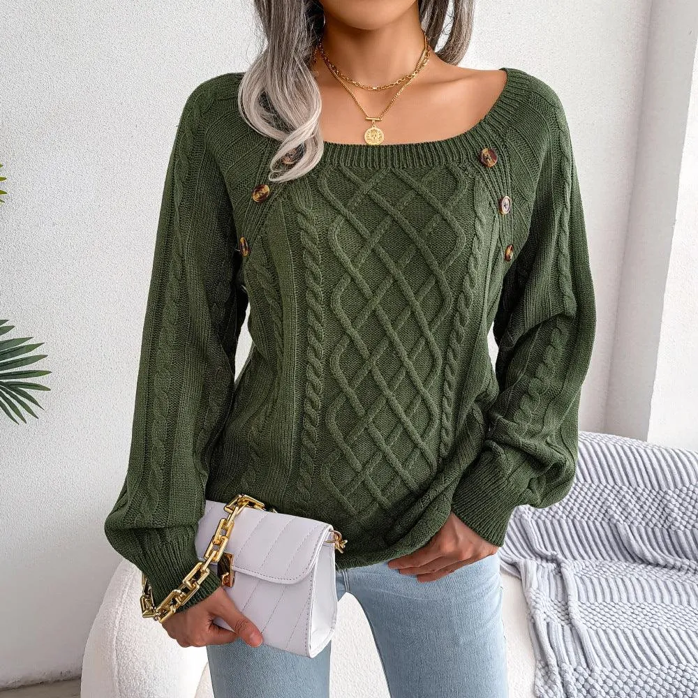 Stay Comfy and Casual with Our Square Collar Knitted Pullover