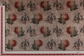 Tan, Cream Traditional Printed Matty Fabric