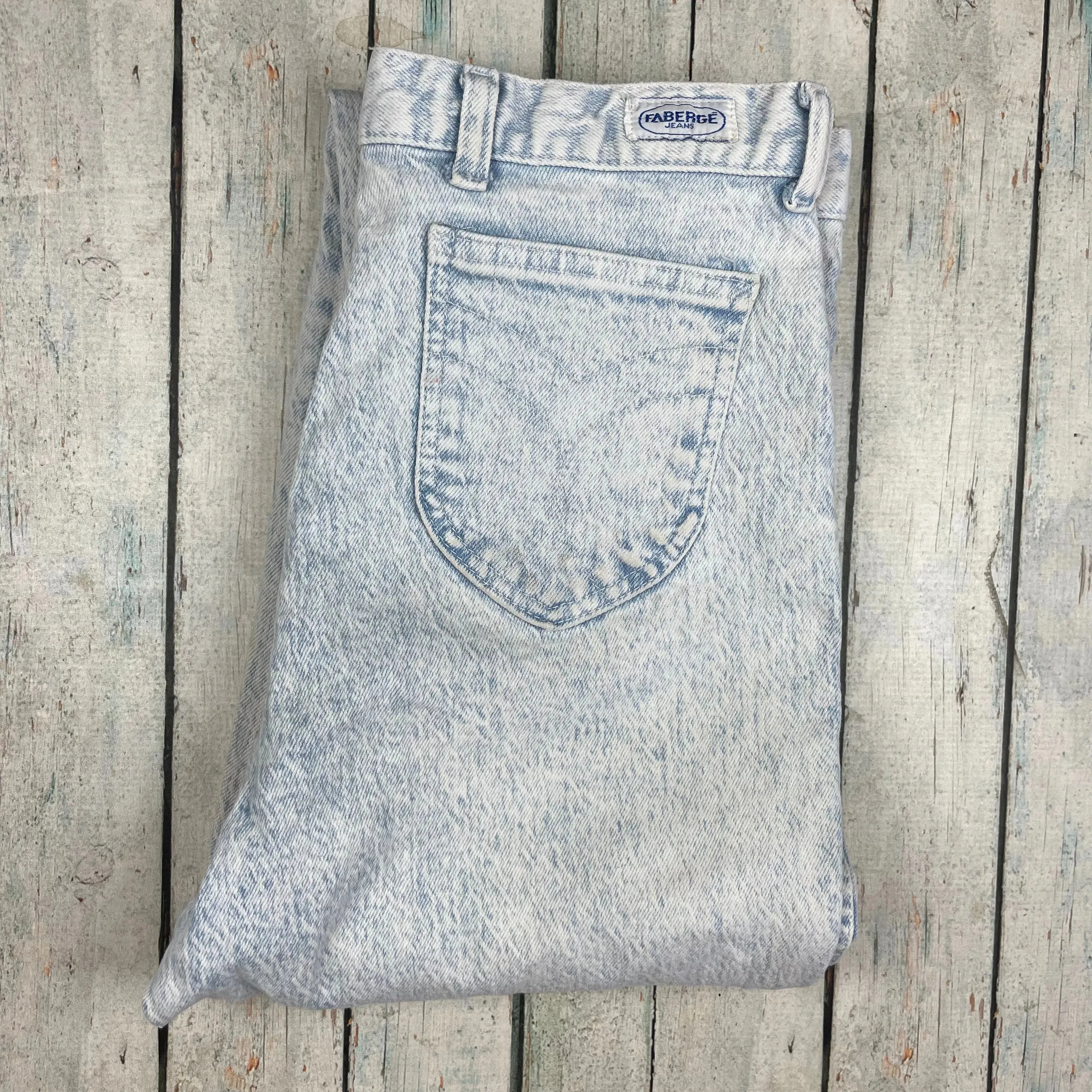 Vintage Fabergé 1980's High Waisted Snow Wash Stretchie Jeans - Size 10/11