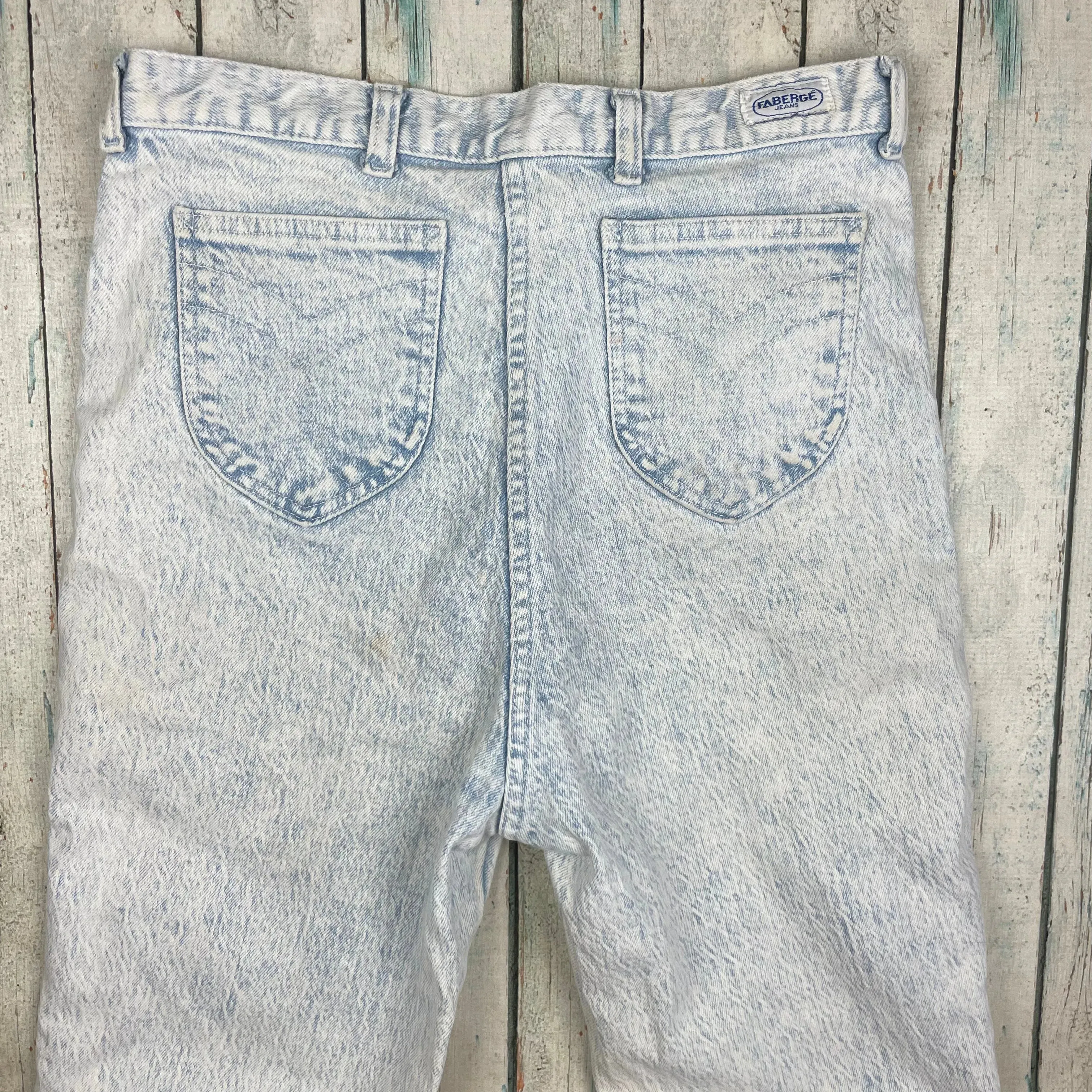 Vintage Fabergé 1980's High Waisted Snow Wash Stretchie Jeans - Size 10/11